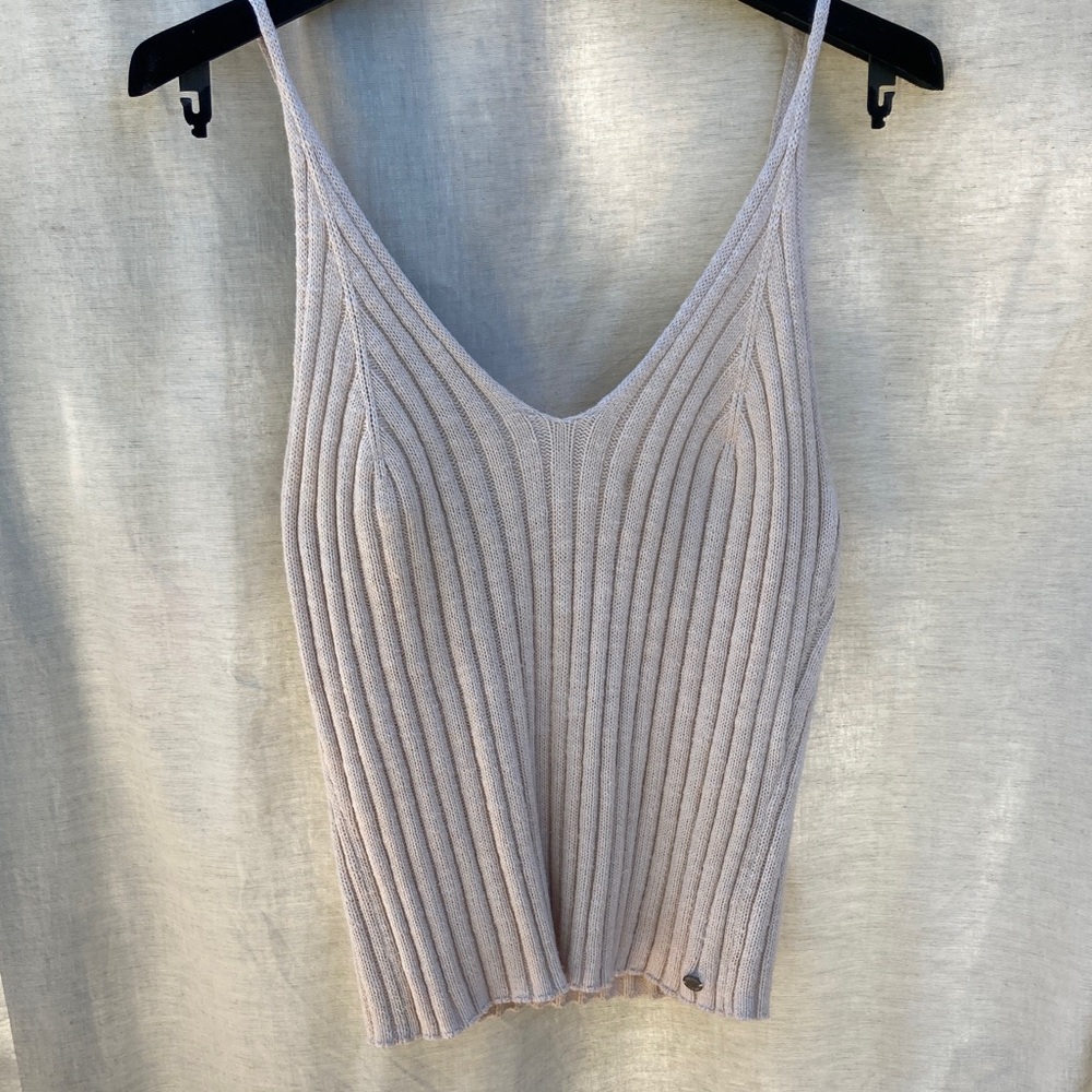 Roxy beige cream wide rib cami crop M L